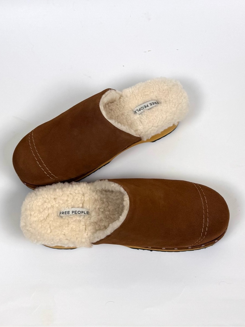 Free People Tan Suede Clog Mules Size 8.5